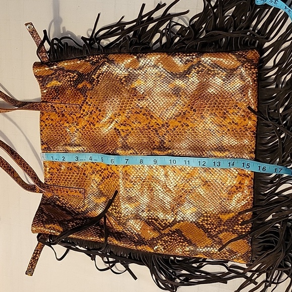 Via Repubblica Snake Skin Fringe Satchel - Picture 6 of 10